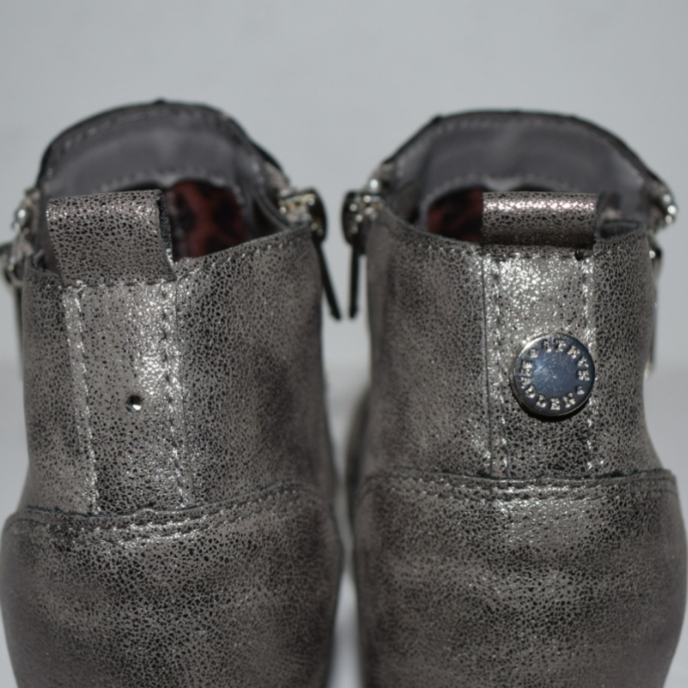 Steve Madden Metallic Pewter High-Top Wedge Sneakers with White Sole - Picture 7 of 16